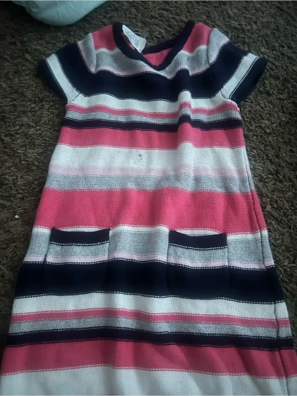 Gymboree Girls Pink, Navy, and White Striped Knit Dress